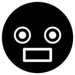 びっくりした顔の黒いアイコンイラスト