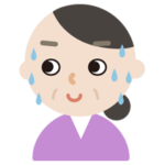 気まずそうな顔の中年女性のイラスト1