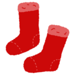 赤いふわふわ靴下のイラスト
