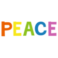 平和「PEACE」の文字のイラスト（カラー）