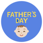 父の日「FATHER’S DAY」の文字と男性の顔のイラスト