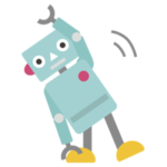 ロボットが準備運動するイラスト