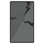 画面がバキバキに割れたスマホのイラスト（黒）