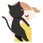猫吸いをする女の子のイラスト