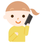 女の子がスマホで電話するイラスト