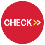 赤い丸い「CHECK」のアイコンのイラスト1
