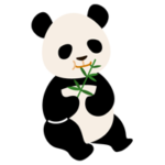 パンダが座って笹を食べているイラスト