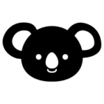 コアラの顔のアイコンイラスト(白黒)1