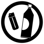 危険物のゴミのアイコンイラスト（スプレー缶・ライター）（白黒）