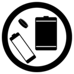 危険物のゴミのアイコンイラスト（電池）（白黒）