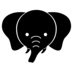 ゾウのアイコンイラスト（白黒）2