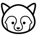 たぬきの顔のイラスト（黒線）1