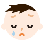 男の子の顔の表情のイラスト（悲しい）