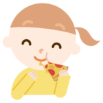 ピザを食べる女の子のイラスト 