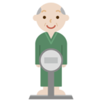 体重測定をする高齢者の男性のイラスト1