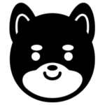 柴犬のアイコンイラスト（白黒）2