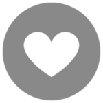 ハートのアイコンのイラスト（グレー・丸）