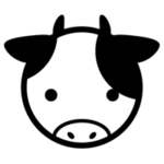 牛のアイコンのイラスト（黒線）