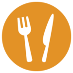 ナイフとフォークのアイコンのイラスト（丸）