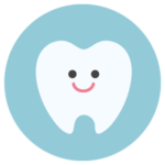 歯のアイコンのイラスト（丸・笑顔）