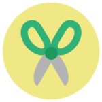 はさみのアイコンのイラスト（丸）