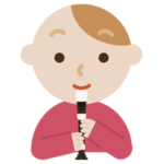 リコーダーを吹く若い男性のイラスト1