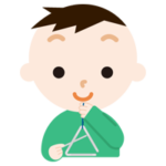 トライアングルを打つ男の子のイラスト1