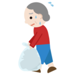ゴミを持つ高齢者の女性のイラスト2