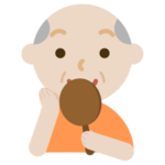 鏡を見る高齢者の男性のイラスト