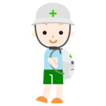 ヘルメットを被った男の子の全身のイラスト